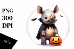 Cute Baby Rhino Dressed for Halloween, Transparent PNG Product Image 3