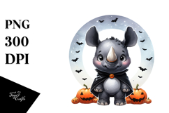 Cute Baby Rhino Dressed for Halloween, Transparent PNG Product Image 1