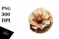 Abstract Wooden Poppy with Golden Insertions Product Image 3