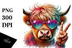 Highland Calf in Sunglasses, Colorful PNG Product Image 1