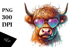 Highland Calf in Sunglasses, Colorful PNG Product Image 1
