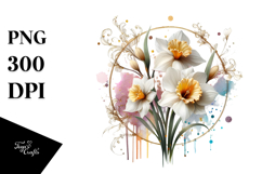 Shiny Narcissus with Golden Insertions PNG Product Image 1