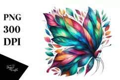 Abstract Butterfly with Plant Leaves, PNG Product Image 3