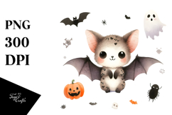 Simple Cute Bat Halloween PNG Product Image 1