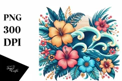 Retro Tropical Flower Waves Clipart | Clipart Product Image 1