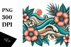 Retro Tropical Flower Waves Clipart | Clipart Product Image 3