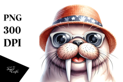 Watercolor Cute Baby Walrus PNG Product Image 1
