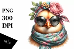Silk Scarf Chicken Portrait | PNG Summer Sticker Product Image 3