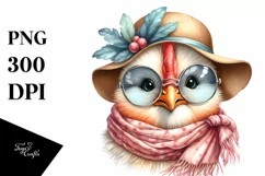 Cute Chicken Portrait with Silk Scarf | Summer Sticker Product Image 3