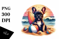 Surf French Bulldog Sublimation Clipart Product Image 1