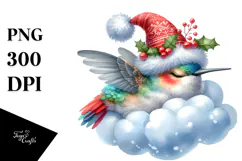 Cute Baby Hummingbird Christmas Clipart Product Image 1