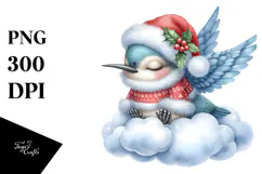 Cute Baby Hummingbird Christmas Clipart Product Image 1
