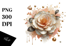 Shiny Camellia with Golden Insertions PNG Product Image 1