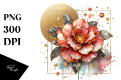 Shiny Camellia with Golden Insertions PNG Product Image 1