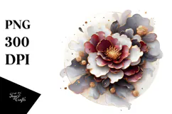 Shiny Camellia with Golden Insertions PNG Product Image 1