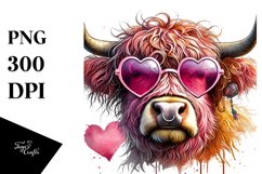 Detailed Pink Highland Cow with Victory Sign PNG Product Image 1