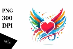 Colorful Simple Paintbrush Style Heart PNG Product Image 1