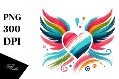 Colorful Simple Paintbrush Style Heart PNG Product Image 1
