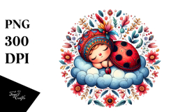 Boho Cute Baby Ladybug Sleeping | Clipart Product Image 1