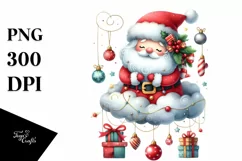 Santa Christmas Cloud Presents PNG Product Image 3