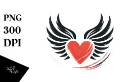 Simple Heart with Wings, PNG Product Image 1