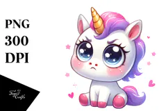Cute Baby Face Unicorn PNG Product Image 1