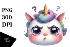 Expressive Unicorn Baby Face PNG Product Image 1