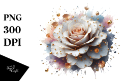 3D Rose with Golden Insertions, PNG Product Image 1