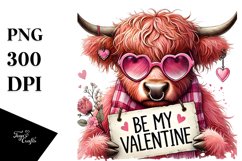 Pink Highland Cow, Colorful PNG Product Image 1