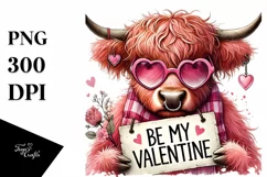 Pink Highland Cow, Colorful PNG Product Image 1
