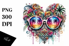 Colorful Watercolor Digital Painting with Heart Shaped Product Image 1