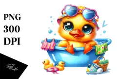 Crazy Baby Duck with Summer Clothes PNG Product Image 1