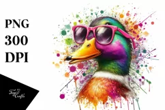 Colorful Duck Sunglasses Paint Splashes | Clipart Product Image 1