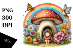 Illustration Fairy House Mushroom | Clipart Product Image 1