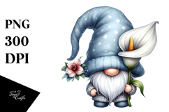 Watercolor Gnome with Large Calla Lily, PNG Product Image 1