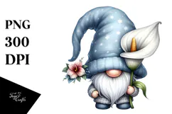 Watercolor Gnome with Large Calla Lily, PNG Product Image 1