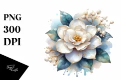 Glossy Watercolor Gardenia with Golden Insertions Product Image 1