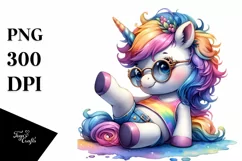 Dressed Cute Unicorn Clipart PNG Product Image 1