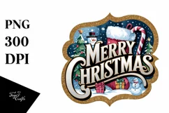 Merry Christmas Engraved Christmas Design PNG Sublimation Product Image 5