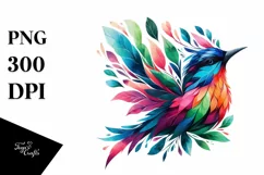 Abstract Bird with Plant Leaves, PNG Product Image 3