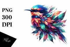 Abstract Bird with Plant Leaves, PNG Product Image 1