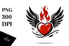Heart with Wings Simple Paintbrush Style PNG Product Image 1