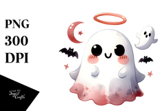 Funny Halloween Ghost Clipart PNG Product Image 1