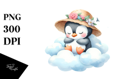 Baby Penguin on Cloud Sleeping | Clipart Product Image 1