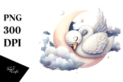 Baby Swan Sleeping on Moon PNG Product Image 1