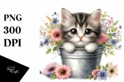 Cute Baby Cat Watercolor PNG Product Image 1