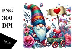 Colorful Watercolor Digital Painting with Valentines Gnome Product Image 1