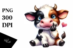 Funny Cow Watercolor Sticker Clipart Product Image 1