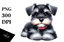 Watercolor Baby Miniature Schnauzer with Big Eyes Product Image 1
