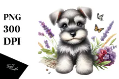 Watercolor Baby Miniature Schnauzer with Big Eyes Product Image 1